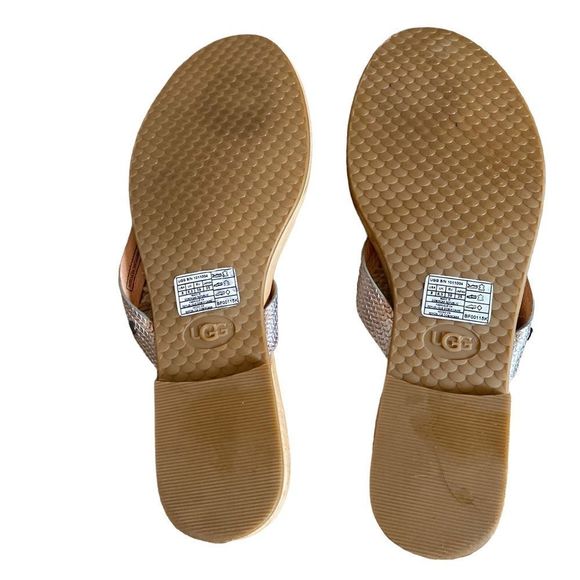 Ugg Women Allaria Ii Metallic Braid Flip Flops Size 8 - Picture 5 of 6